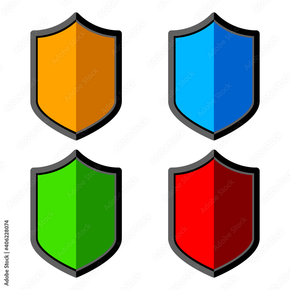 Poster vector shields icons. icons set of vector colored shields. shield icons isolated on white background