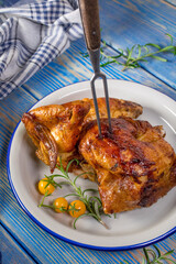 Chicken quarters baked.