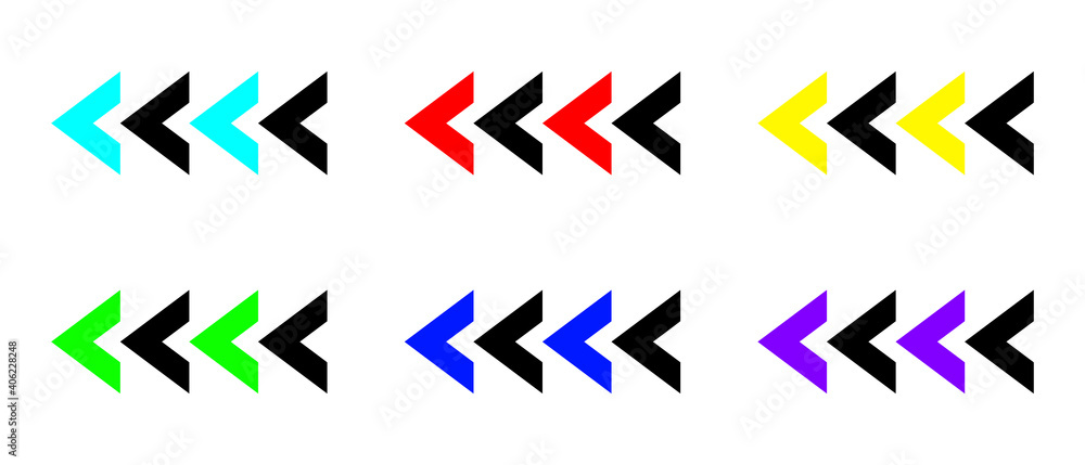 Aufkleber vector set of arrow icons. set of colored arrows in a flat style. left arrow icons. collection of ic
