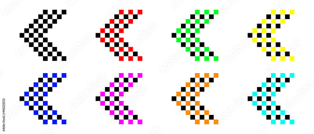 Aufkleber set of colored arrows with halftone effect. vector illustration. arrows collection isolated