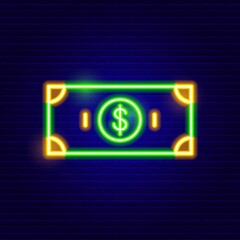 Neon Banknote Icon Vector Illustration of Finance Object