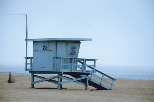 Life Guard House On A Foggy Day