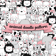 Seamless Animal Doodle Pattern