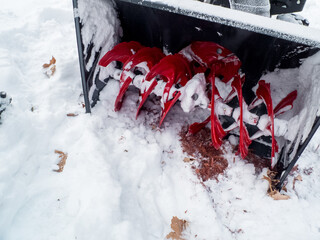 close view of snow blower in winter
