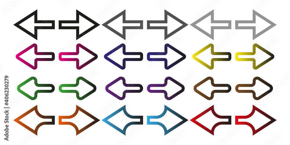 Poster arrow icons. arrows vector icons. colored arrow icons. set of simple vector arrows.