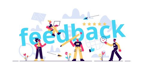 Feedback concept illustration. Idea of reviews and advices. Flat style vector