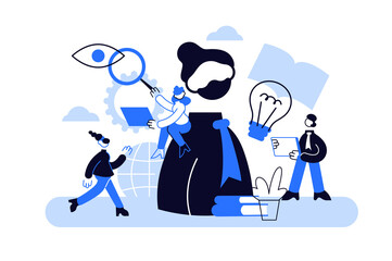 Cognition vector illustration. Flat tiny mental learning persons concept. Symbolic information