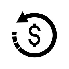 Refund money icon. Black vector money back icon in flat style. Vector illustration. Icon isolated.