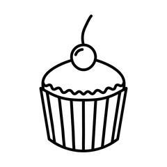 Muffin flat icon. Pictogram for web. Line stroke. Isolated on white background. Vector eps10