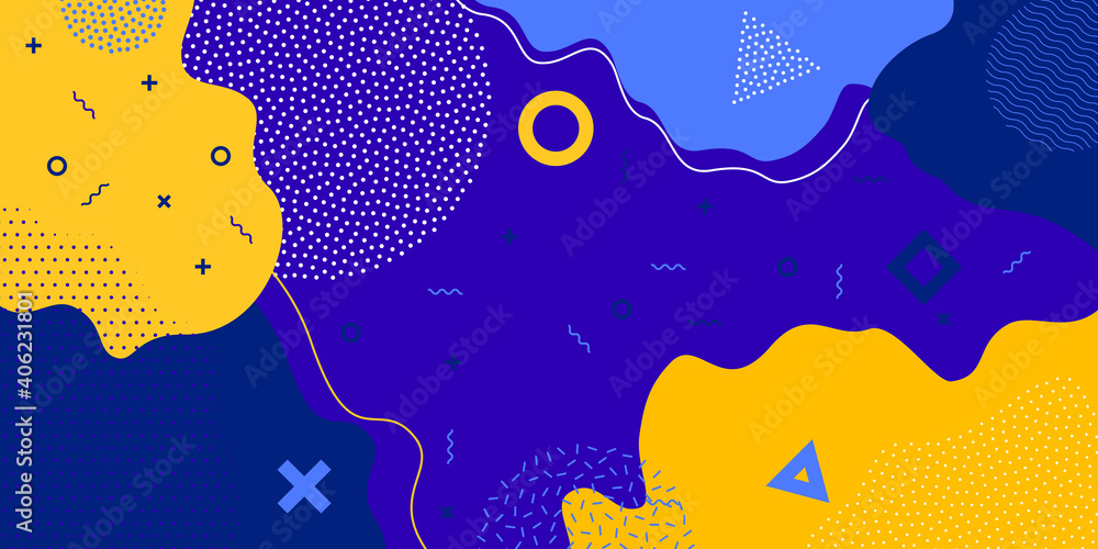 Aufkleber Background, abstract geometric shape and Memphis pattern, vector color splash