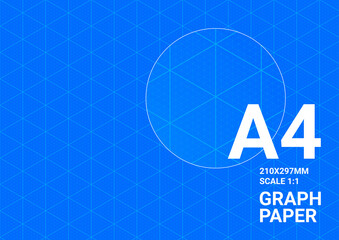 Obraz premium Blueprint background, graph paper A4, vector blue print grid plan