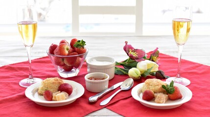Romantic brunch or tea to celebrate special holiday events such as Easter, Valentines Day, Mother's Day or birthday