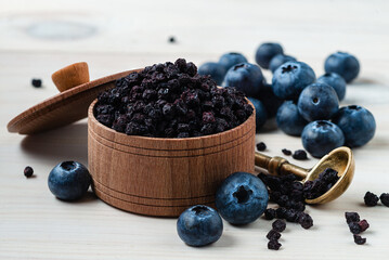 Antioxidant rich Blueberry made dried super food and hand picked wild Nordic berry, Healthy and trendy food from nature dry blueberry