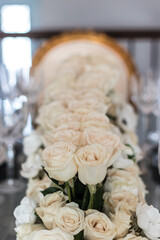White roses and giant french macarons