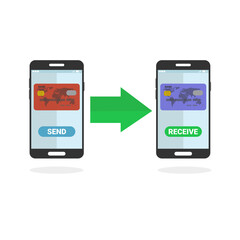 Money transactions, mobile banking icon. Vector illustration.
