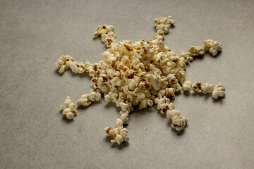 coronavirus shape made of popcorn, popcorn day