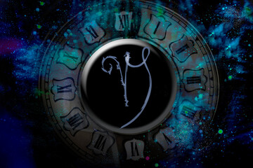 Astrological symbol of the horoscope capricorn on the background of space
