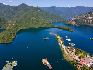 Aerial view of Vacha Reservoir, Bulgaria