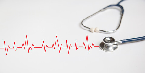 stethoscope, heart health Insurance for your health concept.Annual health check.