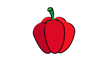 Fresh red pepper vegetable isolated icon. pepper for farm market, vegetarian salad recipe design. vector illustration in flat style