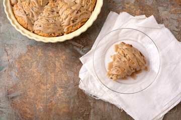 Top View of Homemade Pecan Scones on a Rustic Background