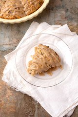 Top View of Homemade Pecan Scones on a Rustic Background