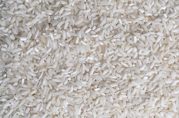 Raw white long rice macro background