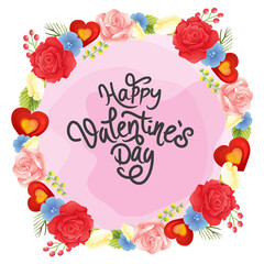 colored valentine heart and rose wreath flower decoration