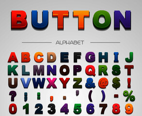 Button alphabet. Vector font.