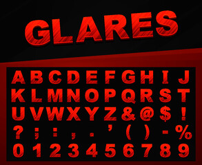 Glares alphabet. Vector font.