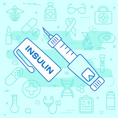 Insulin line concept. Vector illustration. Element template for design.