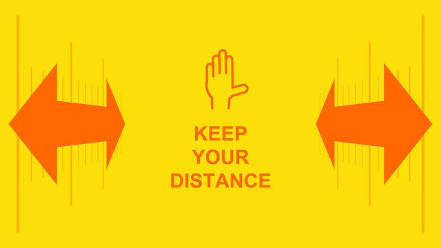 Safety message for maintain distance. Illustrations for promoting social distancing.
