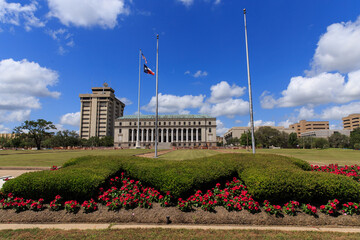 Flowers in front of the Jack K. Williams Systems Administration building at Texas A & M University...