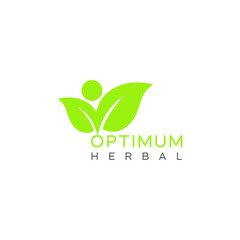 Optimum Herbal Therapy leaf Logo Design Graphic Concept