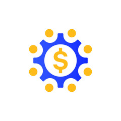 Dollar Money Gear System Circle Logo Design Graphic Concept