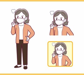 Elderly woman with gray hair