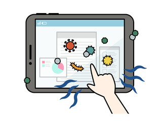 ウイルスや菌が付着しているタブレットPC