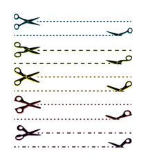vector set of simple black and color scissors 