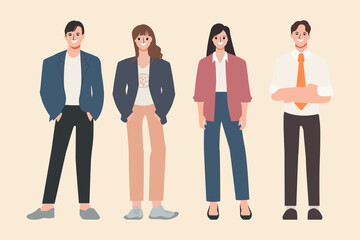 Fototapeta premium Set of woman and man character. avatar people vector design. business man and business woman collection.