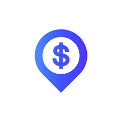 Dollar Locations Pin Point Logo Design Graphic Concept