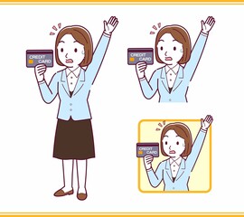 Young woman in a light blue suit