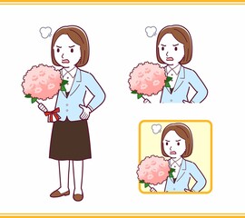 Young woman in a light blue suit