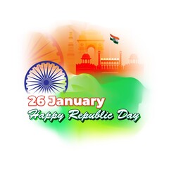 Vector illustration of Happy Republic day concept banner,  26 January, national holiday of India, Indian flag, pigeon, illustration poster.