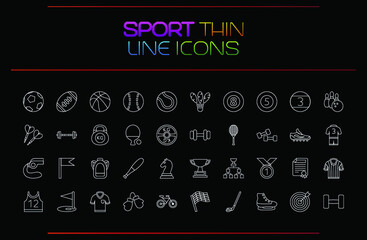 Sport thin line icons set. Vector illustration