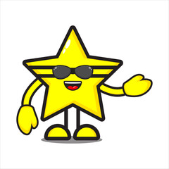 Fototapeta premium mascot star with glasses, cartoon character star vector design eps 10