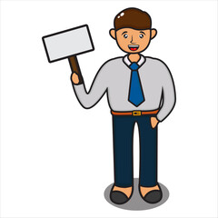 business man character with blackboard, business man character vector eps 10