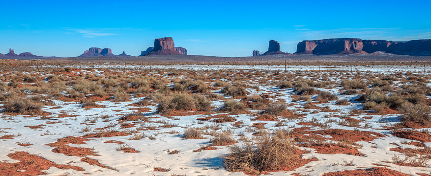 Monument Valley Panorama in Winter, Navajo Nation, Utah