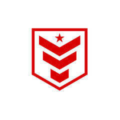 Red Military Rank Star Logo Design Graphic Concept