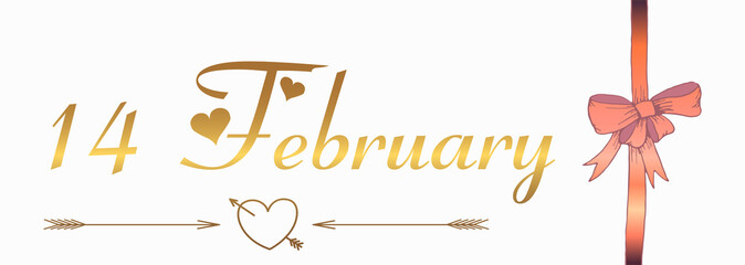 Fototapeta na wymiar Valentine Lettering Calligraphy. Handwriting Vector with Gold Text Color, isolated on White background. Usable for Banner, Poster, Greeting cards, Web, Presentation.