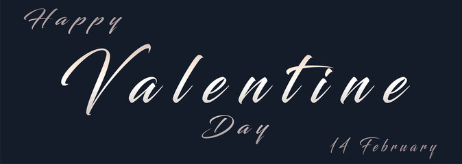 Fototapeta na wymiar Valentine Lettering Calligraphy. Handwriting Vector with Silver Text Color, isolated on Black background. Usable for Banner, Poster, Greeting cards, Web, Presentation.